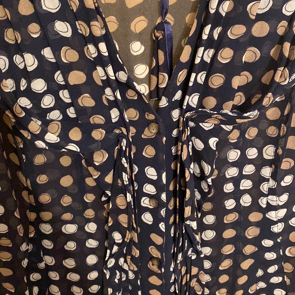 Anthropologie Silk Button-Down Patterned Blouse W… - image 2